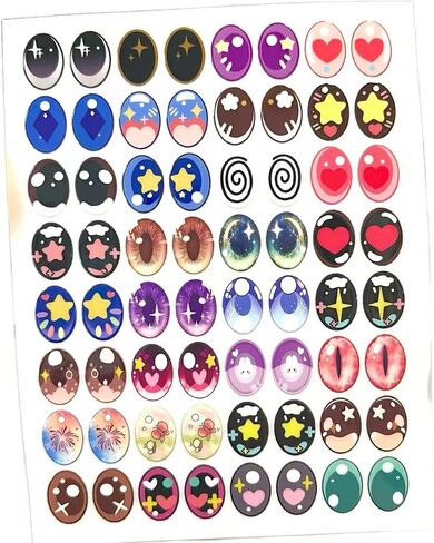 32 Pairs Decorative Eye Stickers for 17cm Dolls，Eye Stickers Cute Cartoon Eyes for DIY17cmDolls (Eyelash) in Saudi Arabia