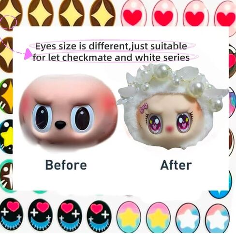 32 Pairs Decorative Eye Stickers for 17cm Dolls，Eye Stickers Cute Cartoon Eyes for DIY17cmDolls (Eyelash) in Saudi Arabia