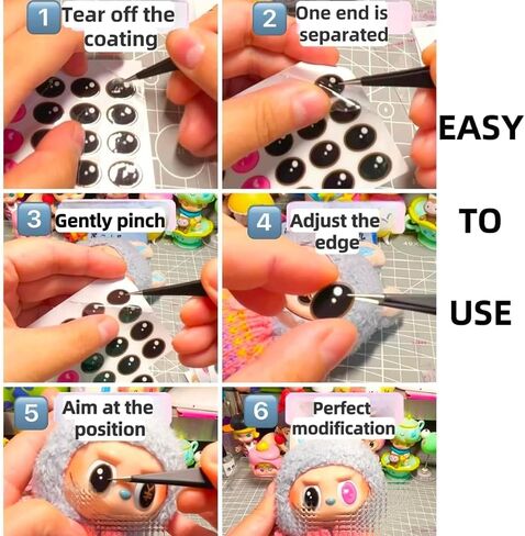 32 Pairs Decorative Eye Stickers for 17cm Dolls，Eye Stickers Cute Cartoon Eyes for DIY17cmDolls (Eyelash) in Saudi Arabia