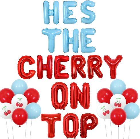 Cherry Birthday Decorations She's The Cherry On Top Balloon Banner Cherry on Top Party Decor Cherry Pattern Balloons Fruit Themed Party Decor for Cherry Bachelorette Engagement Party in Saudi Arabia