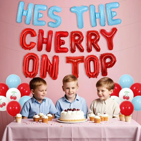 Cherry Birthday Decorations She's The Cherry On Top Balloon Banner Cherry on Top Party Decor Cherry Pattern Balloons Fruit Themed Party Decor for Cherry Bachelorette Engagement Party in Saudi Arabia