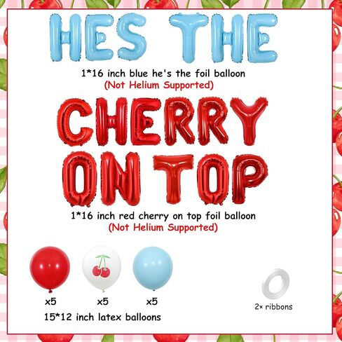 Cherry Birthday Decorations She's The Cherry On Top Balloon Banner Cherry on Top Party Decor Cherry Pattern Balloons Fruit Themed Party Decor for Cherry Bachelorette Engagement Party in Saudi Arabia