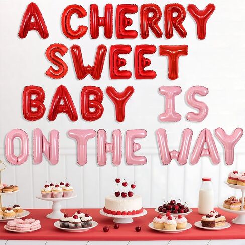 Cherry Birthday Decorations She's The Cherry On Top Balloon Banner Cherry on Top Party Decor Cherry Pattern Balloons Fruit Themed Party Decor for Cherry Bachelorette Engagement Party in Saudi Arabia