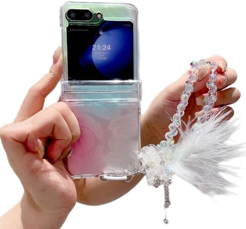 بالنسبة إلى Samsung Galaxy Z Flip 5 Case Paper Laser Laser Paper ، فتيات ، و CANTE CASE CASE BOY BEADS ، واقي مفصلي ، وغطاء بريق امرأة أنيقة لـ Samsung Z Flip 5 -pink in Kuwait