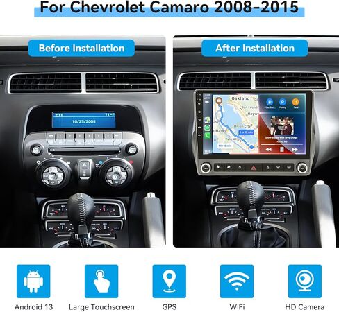 [8 Core 4G+64G] لراديو CHEVROLET CHEVY CAMARO 2010-2015 مع CARPLAY/Android AUTO ، 9 بوصة Android 13 IPS شاشة الشاشة ستيريو ، بلوتوث ، GPS NAVI ، WIFI ، SWC ، كاميرا احتياطية in Kuwait