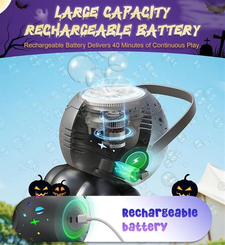 Rechargeable Bubble Machine with Multi-Color LED Lights - Blow Larger Bubbles - Automatic 20oz Bubble Maker for Kids - Outdoor Toys for Toddlers Ages 4-8 Boys Girls Party Birthday Gifts in Kuwait