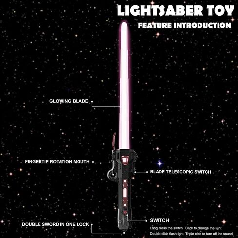 Lightsaber, 16 Color Changing Retractable Light Saber with FX Sound & USB C Charging Cable, 3Modes Rechargeable Light Swords for Kids Dress Up Party Xmas Gifts in Saudi Arabia