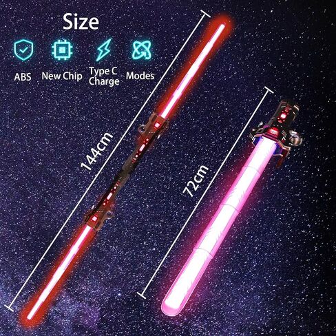 Lightsaber, 16 Color Changing Retractable Light Saber with FX Sound & USB C Charging Cable, 3Modes Rechargeable Light Swords for Kids Dress Up Party Xmas Gifts in Saudi Arabia