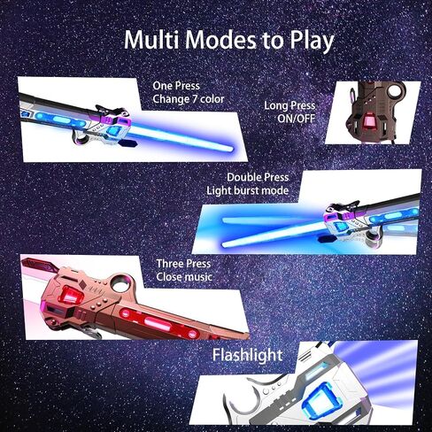 Lightsaber, 16 Color Changing Retractable Light Saber with FX Sound & USB C Charging Cable, 3Modes Rechargeable Light Swords for Kids Dress Up Party Xmas Gifts in Saudi Arabia