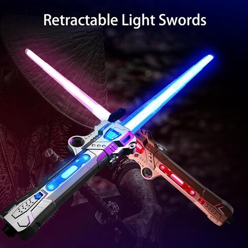 Lightsaber, 16 Color Changing Retractable Light Saber with FX Sound & USB C Charging Cable, 3Modes Rechargeable Light Swords for Kids Dress Up Party Xmas Gifts in Saudi Arabia