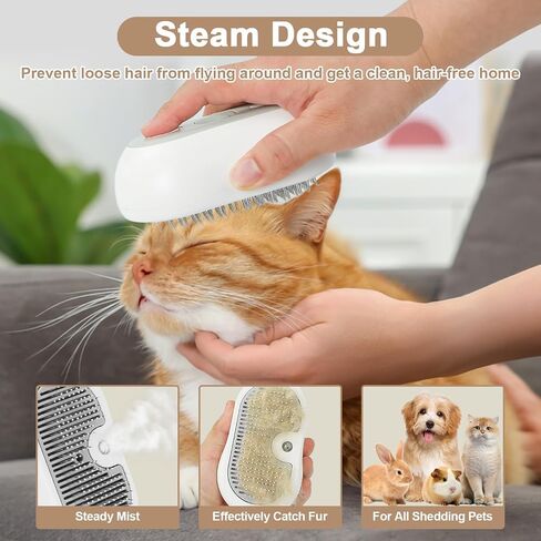 Nepfaivy Cat Steam Brush للتسلق - فرشاة القط البخارية للقطط الداخلية ، وفرشاة الكلاب البخارية القابلة لإعادة الشحن ، ومشط شعر رذاذ الحيوانات الأليفة للتدليك ، و spritz defur comb seist باخرة باخرة in Kuwait