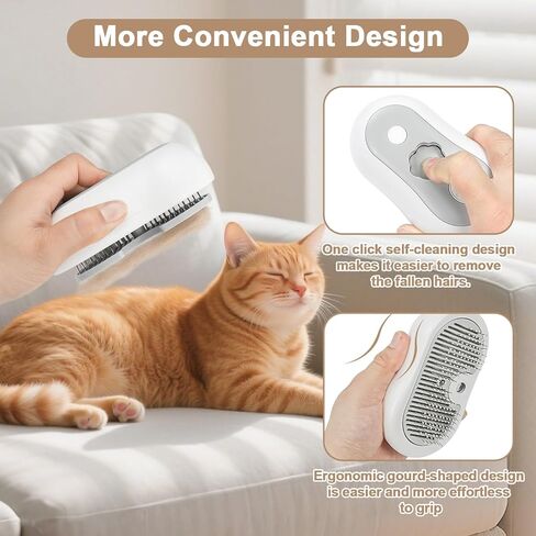Nepfaivy Cat Steam Brush للتسلق - فرشاة القط البخارية للقطط الداخلية ، وفرشاة الكلاب البخارية القابلة لإعادة الشحن ، ومشط شعر رذاذ الحيوانات الأليفة للتدليك ، و spritz defur comb seist باخرة باخرة in Kuwait