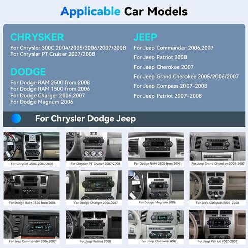 2+64G Stereo Car Stereo لـ Dodge RAM 1500/2500/3500 2006-2008 ، Dodge Durango 2005-2008 ، Chrysler 300 Touring/300C/300M 2005-2007 ، Jeep Grand Cherokee 2005-2009 with Carplay ، 6.2 "Radio with BT FM WIFI GPS in Kuwait