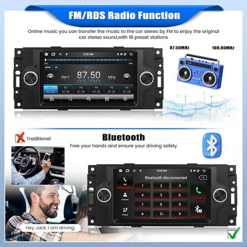 2+64G Stereo Car Stereo لـ Dodge RAM 1500/2500/3500 2006-2008 ، Dodge Durango 2005-2008 ، Chrysler 300 Touring/300C/300M 2005-2007 ، Jeep Grand Cherokee 2005-2009 with Carplay ، 6.2 "Radio with BT FM WIFI GPS in Kuwait