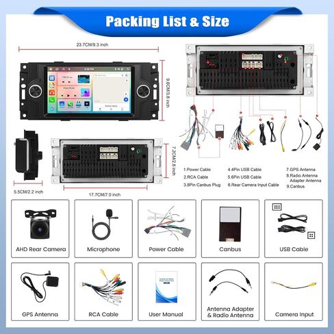 2+64G Stereo Car Stereo لـ Dodge RAM 1500/2500/3500 2006-2008 ، Dodge Durango 2005-2008 ، Chrysler 300 Touring/300C/300M 2005-2007 ، Jeep Grand Cherokee 2005-2009 with Carplay ، 6.2 "Radio with BT FM WIFI GPS in Kuwait