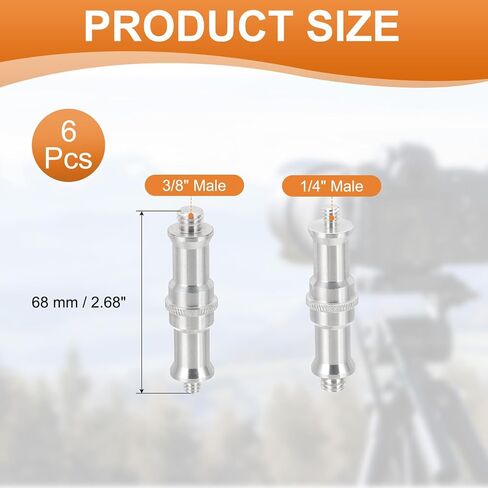 PATIKIL Camera Spigot Screws Converter 3/8" to 1/4" Male to Male, 3 Pack Tripod Screws Adapter Spigot Stud for Light Stand Hot Shoe Cold Shoe Adapter Ball Head Flash, Silver in Saudi Arabia