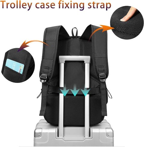 Nooya A471-N Travel Laptop Backpack, Multi-Compartment Design with Side Pockets,travel backpack,Laptop Backpack,backpack for men, Black in Kuwait