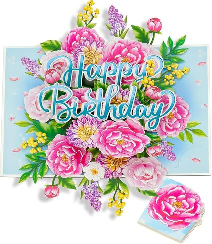 Floral Sunflowers Pop Up Card, Happy Birthday, Flowers, 3D Greeting Cards, Gifts for Mom, Mother in Law, Wife, Girlfriend, Sister, 5x7 - Includes Envelope And Message Note in Saudi Arabia