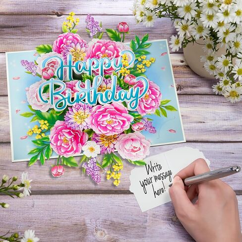 Floral Sunflowers Pop Up Card, Happy Birthday, Flowers, 3D Greeting Cards, Gifts for Mom, Mother in Law, Wife, Girlfriend, Sister, 5x7 - Includes Envelope And Message Note in Saudi Arabia