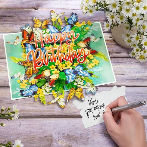 Floral Sunflowers Pop Up Card, Happy Birthday, Flowers, 3D Greeting Cards, Gifts for Mom, Mother in Law, Wife, Girlfriend, Sister, 5x7 - Includes Envelope And Message Note in Saudi Arabia