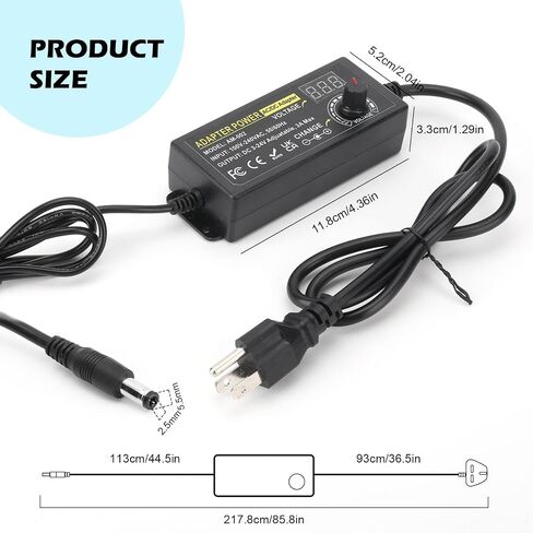 Adjustable Power Adapter, 3V ~ 24V Universal Power Supply 6A 144W AC/DC Adapter Variable DC Power Supply AC 100V-240V Universal AC Adapter Converter Transformer with Test Leads in Saudi Arabia