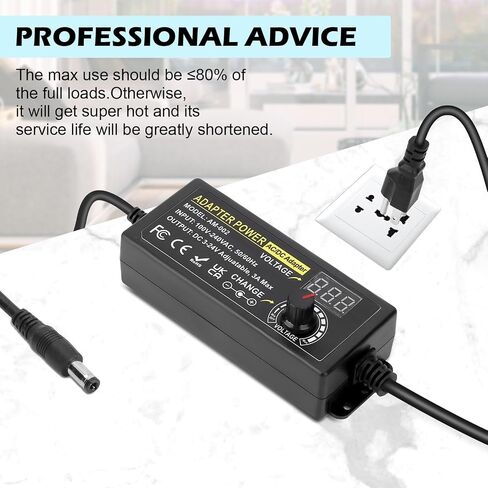 Adjustable Power Adapter, 3V ~ 24V Universal Power Supply 6A 144W AC/DC Adapter Variable DC Power Supply AC 100V-240V Universal AC Adapter Converter Transformer with Test Leads in Saudi Arabia