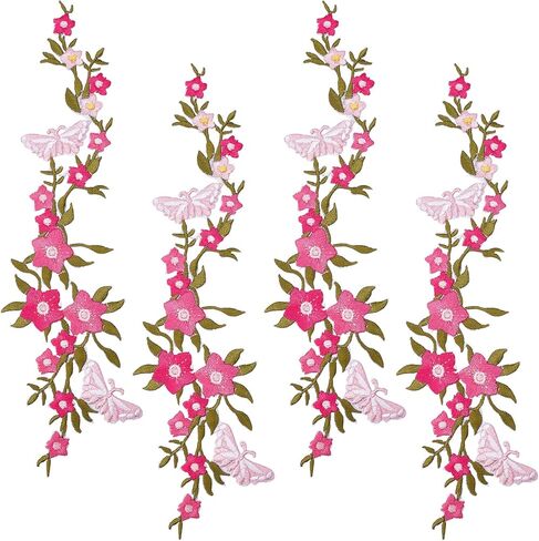 Gorgecraft 4pcs مقرضة الفراشة ببقع زخرفية وزهور الزهور الحديد على بقع خياطة على بقع التطريز لسترات الجينز جنيه جينز زخرفة العنق (السماء الأزرق) in Kuwait