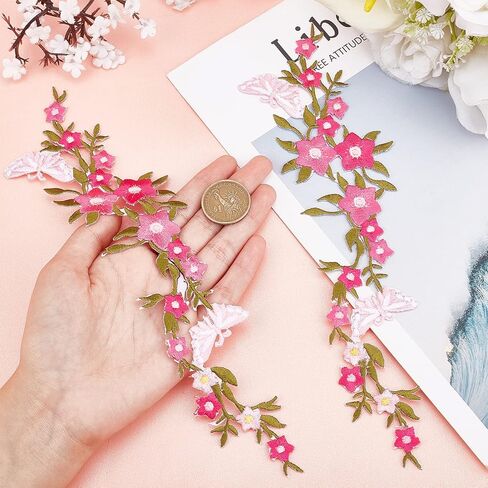 Gorgecraft 4pcs مقرضة الفراشة ببقع زخرفية وزهور الزهور الحديد على بقع خياطة على بقع التطريز لسترات الجينز جنيه جينز زخرفة العنق (السماء الأزرق) in Kuwait