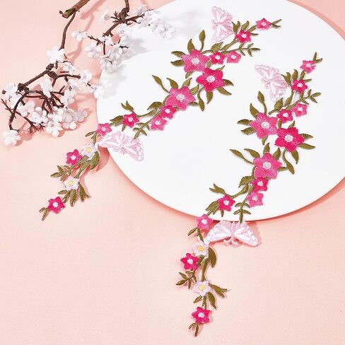 Gorgecraft 4pcs مقرضة الفراشة ببقع زخرفية وزهور الزهور الحديد على بقع خياطة على بقع التطريز لسترات الجينز جنيه جينز زخرفة العنق (السماء الأزرق) in Kuwait