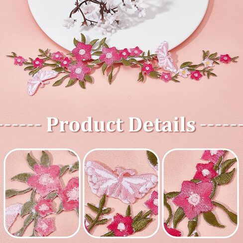 Gorgecraft 4pcs مقرضة الفراشة ببقع زخرفية وزهور الزهور الحديد على بقع خياطة على بقع التطريز لسترات الجينز جنيه جينز زخرفة العنق (السماء الأزرق) in Kuwait