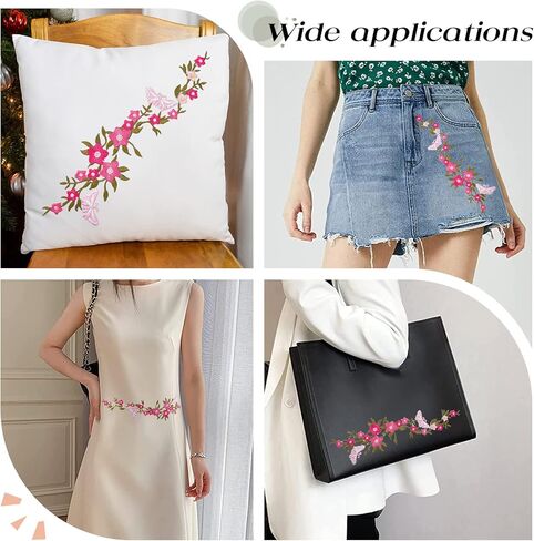 Gorgecraft 4pcs مقرضة الفراشة ببقع زخرفية وزهور الزهور الحديد على بقع خياطة على بقع التطريز لسترات الجينز جنيه جينز زخرفة العنق (السماء الأزرق) in Kuwait