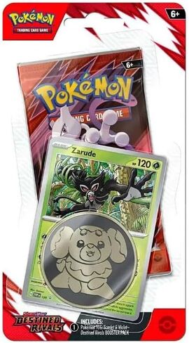 لعبة بطاقة تداول Pokemon TCG Scarlet و Violet Desteded Platived Pack Back مع Coin و Promo Card (Eevee) in Kuwait