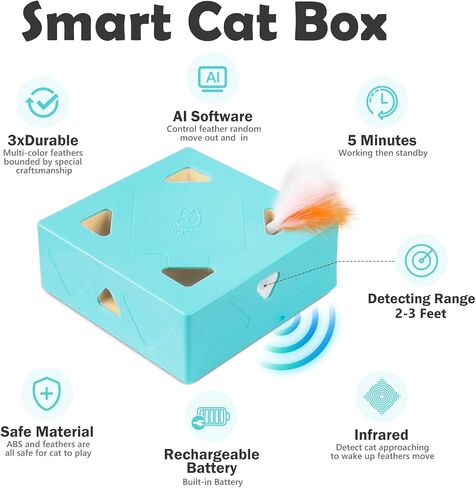 Migipaws Automatic Whack A Mole Plus Cat Toys 3 n1 Interactive Pounce Mystery Under PopSkin 12 Holes Cardboard Kitten Toys for Indoor Rechargable 8 Accessories(Yellow) in Kuwait