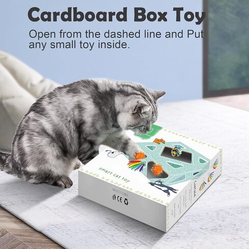 Migipaws Automatic Whack A Mole Plus Cat Toys 3 n1 Interactive Pounce Mystery Under PopSkin 12 Holes Cardboard Kitten Toys for Indoor Rechargable 8 Accessories(Yellow) in Kuwait