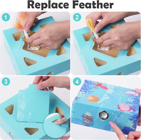 Migipaws Automatic Whack A Mole Plus Cat Toys 3 n1 Interactive Pounce Mystery Under PopSkin 12 Holes Cardboard Kitten Toys for Indoor Rechargable 8 Accessories(Yellow) in Kuwait