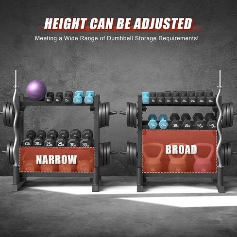 3-Tier Dumbbell Rack Stand Only, 1100LB Capacity Adjustable Weight Rack for Home Gym, Heavy-Duty Weight Stand for Dumbbells & Kettlebells(Rack Only) in Saudi Arabia