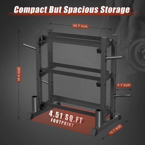 3-Tier Dumbbell Rack Stand Only, 1100LB Capacity Adjustable Weight Rack for Home Gym, Heavy-Duty Weight Stand for Dumbbells & Kettlebells(Rack Only) in Saudi Arabia