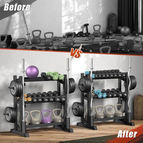 3-Tier Dumbbell Rack Stand Only, 1100LB Capacity Adjustable Weight Rack for Home Gym, Heavy-Duty Weight Stand for Dumbbells & Kettlebells(Rack Only) in Saudi Arabia