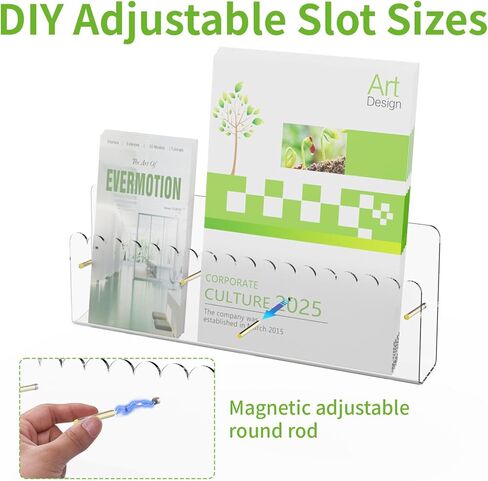 حامل جدار حامل الكتيب ، 2 حزمة نشرة أكريليك وحدات مع الترباس الذهبي المغناطيسي القابل للتعديل ، ودانتيل دانتيل شاشة حامل منظم نشرة Trifold ، وثيقة ، و نشرة ، 6 فتحات in Kuwait