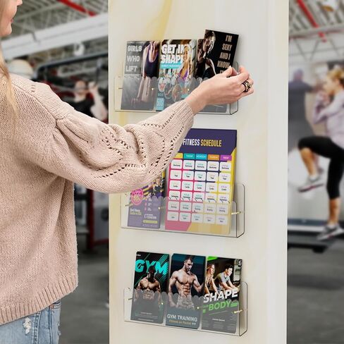 حامل جدار حامل الكتيب ، 2 حزمة نشرة أكريليك وحدات مع الترباس الذهبي المغناطيسي القابل للتعديل ، ودانتيل دانتيل شاشة حامل منظم نشرة Trifold ، وثيقة ، و نشرة ، 6 فتحات in Kuwait