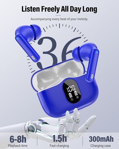 سماعات الأذن اللاسلكية ، بلوتوث 5.4 سماعات الرأس ستيريو ، براعم الأذن مع عرض MIC لإلغاء الضوضاء in Kuwait