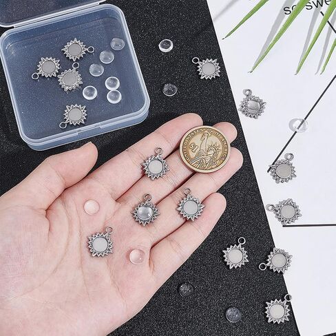 UNICRAFTALE 12 Sets 18K Gold Plated Blank Sun Charms Pendants 304 Stainless Steel Cabochon Bezel Pendant Trays Set Flat Round Blank Pendant Sun Bezel Cabochon Pendant Settings for Jewelry Decoration in Saudi Arabia