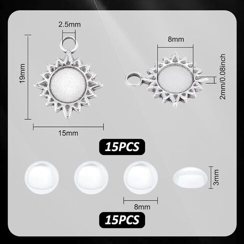 UNICRAFTALE 12 Sets 18K Gold Plated Blank Sun Charms Pendants 304 Stainless Steel Cabochon Bezel Pendant Trays Set Flat Round Blank Pendant Sun Bezel Cabochon Pendant Settings for Jewelry Decoration in Saudi Arabia