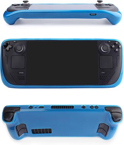 Semi-Transparent TPU Case for Steam Deck LCD & OLED - Shockproof Half Cover with Ventilation & Anti-Slip & Anti-Scratch & Ergonomic Grip (Smoke Black) in Saudi Arabia