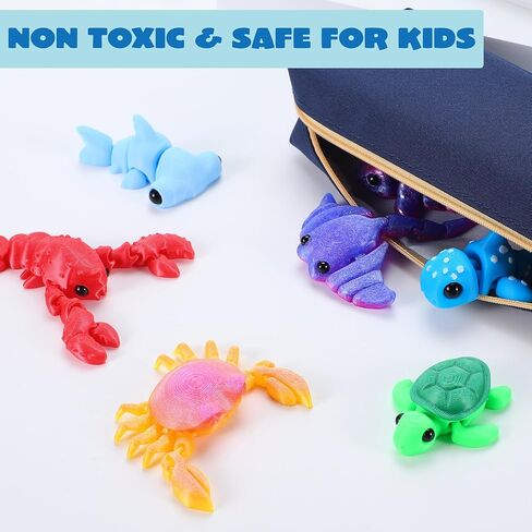 JOYIN 12 Pcs Mini Ocean Animal Set, 3D Printed Cute Animal Toys for Party Favors Fidget Articulated Flexible Toy Birthday Gifts Office Desktop Home Decoration in Saudi Arabia