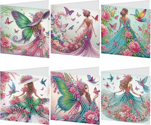 DCIDBEI 6 Pack DIY Diamond Painting Carding Cards Shortment with Occase Miamond Art Kits للبالغين بطاقات البطاقات الفارغة لجميع المناسبات عيد ميلاد شكرًا لك على حفل زفاف الطفل والمزيد من الزهور in Kuwait