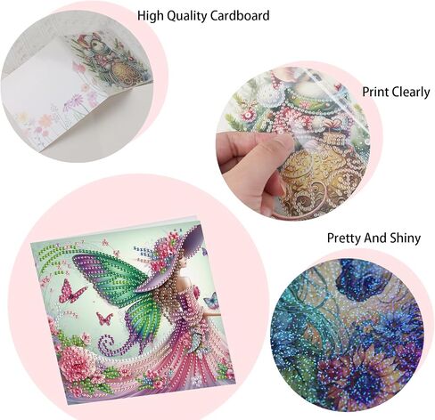 DCIDBEI 6 Pack DIY Diamond Painting Carding Cards Shortment with Occase Miamond Art Kits للبالغين بطاقات البطاقات الفارغة لجميع المناسبات عيد ميلاد شكرًا لك على حفل زفاف الطفل والمزيد من الزهور in Kuwait