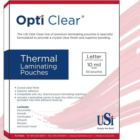 USI Opti Clear Premium Dermium Larinating Pouches ، حجم الحرف ، 5 مل ، 9 × 11.5 بوصة ، 100 عبوة in Kuwait