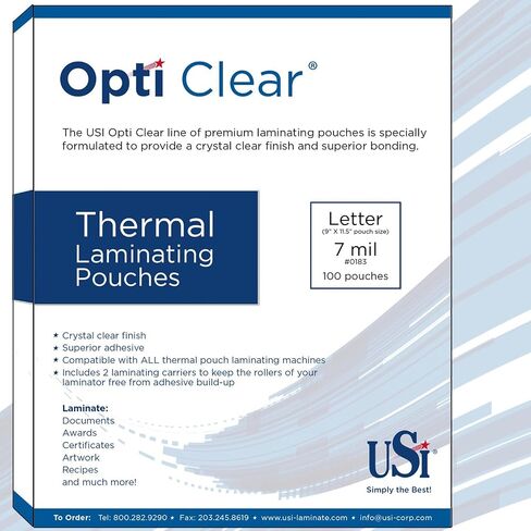 USI Opti Clear Premium Dermium Larinating Pouches ، حجم الحرف ، 5 مل ، 9 × 11.5 بوصة ، 100 عبوة in Kuwait