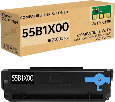 55B1000 خرطوشة الحبر الأسود (مع رقاقة) متوافقة مع خرطوشة الحبر Lexmark 55B1000 55B1H00 لـ MS331DN MS431DN MS431DW MX331ADN MX431ADN MX431ADW MX432ADWE LASER (Black ، 3000 PAGES) in Kuwait